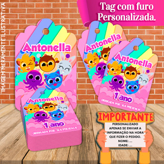 Tags Personalizadas Bolofofos Rosa Menina