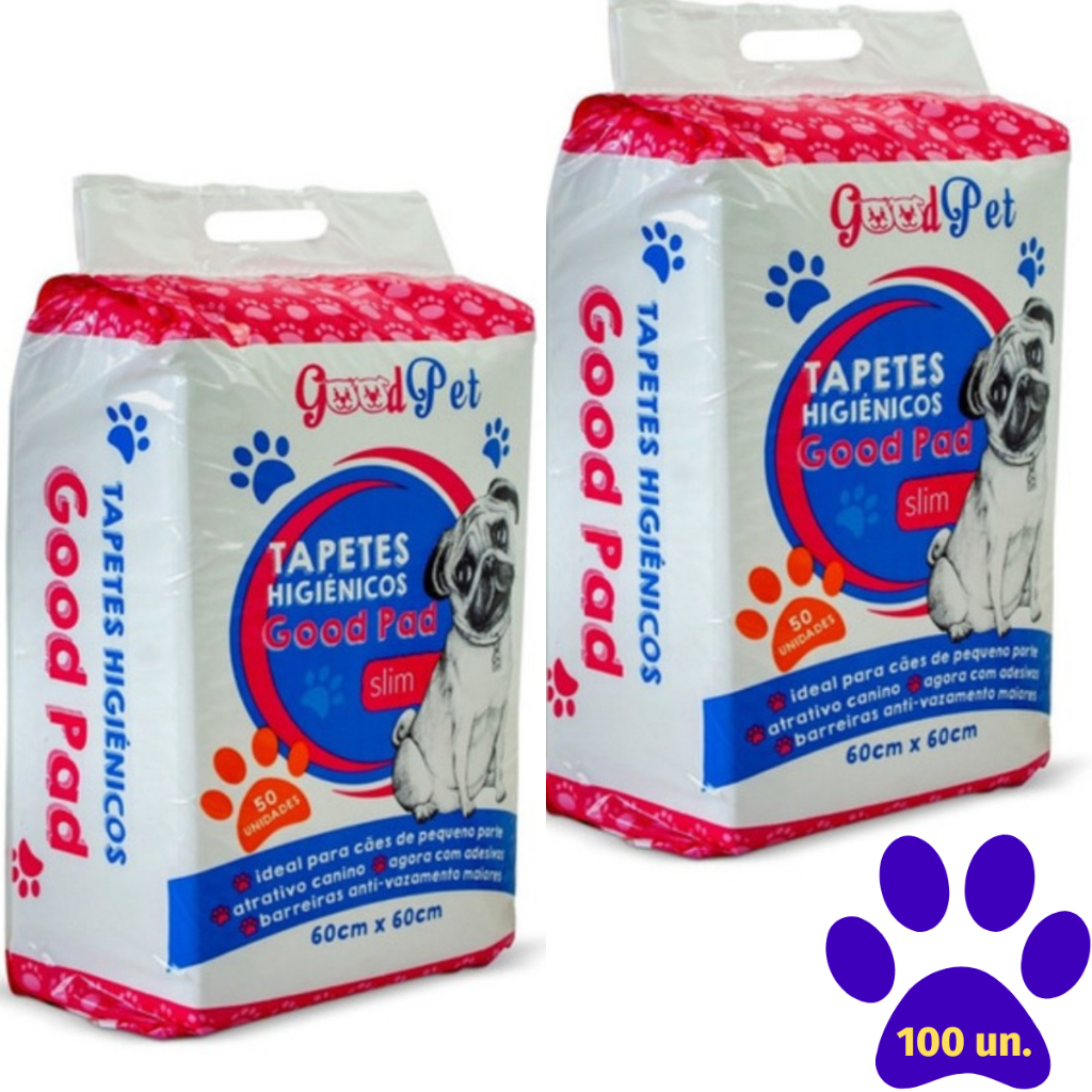 Tapete Higiênico Good Pad Para Cachorro 60x60 cm Kit 100 unidades Cães Gatos Higienico Cac...