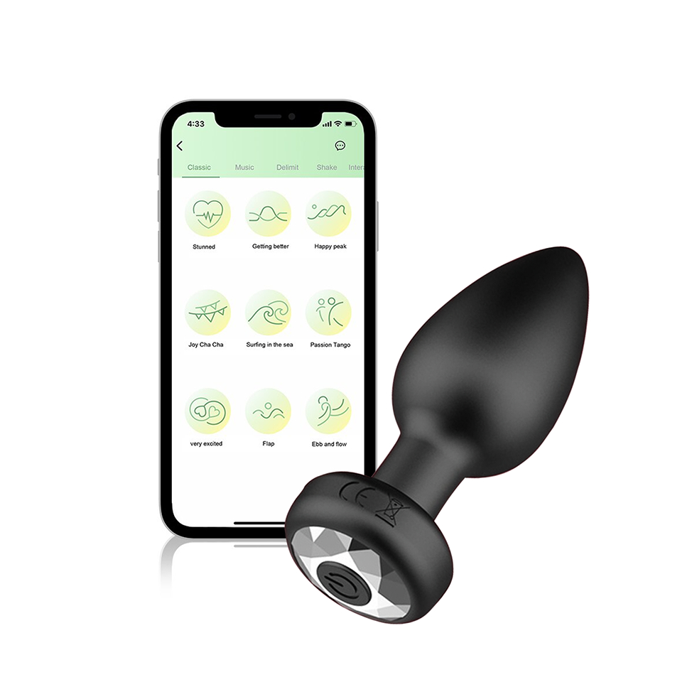Plug anal vibrador bluetooth controle no celular 10 modos de vibração GS-APP