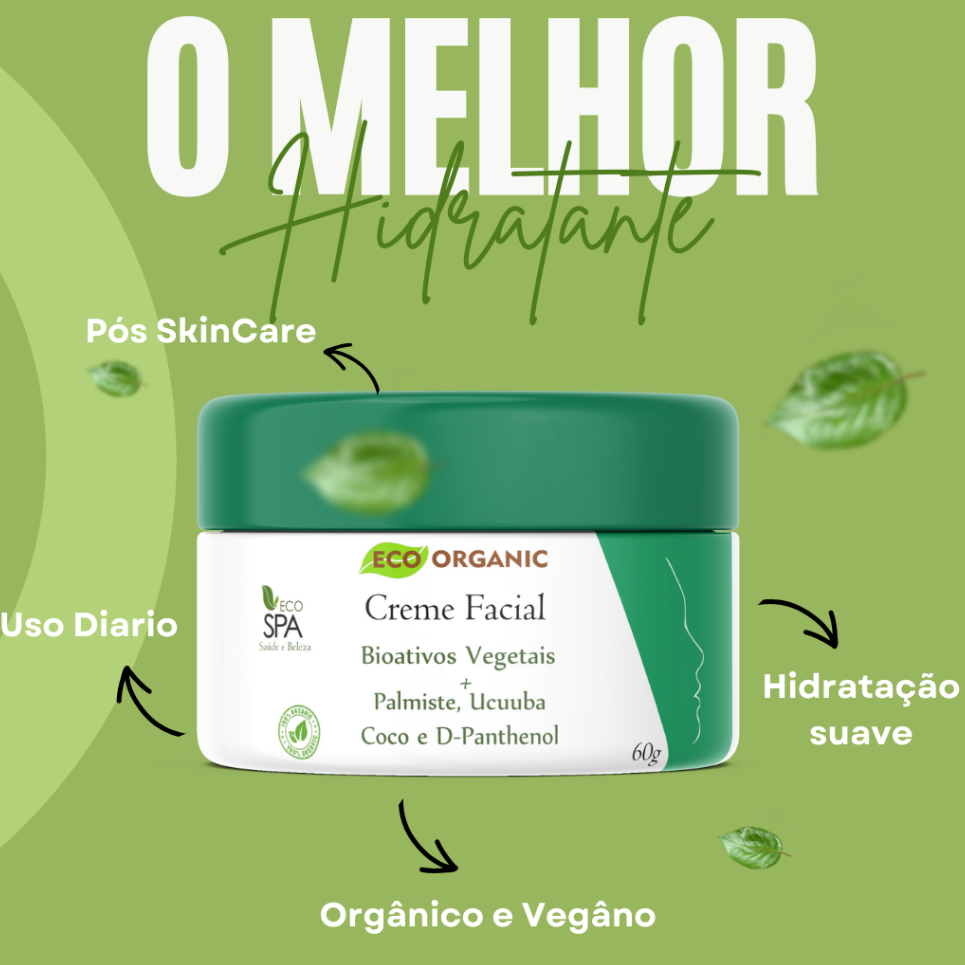 Creme Hidratante Facial orgânico. Todos os tipos de pele