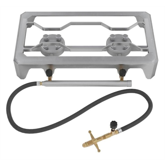 Fogareiro Fogão 2 Bocas Aluminio Fundido Alta Pressão com caneca Aluminio