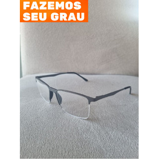 Armação Óculos masculino fio de nylon de metal resistente quadrada Para colocar seu grau grau masculina com mola de proteção esporte miopia astigmatismo presbiopia hipermetropia preta modelo 8872