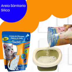 Areia Sanitária Higiênica para Gatos Cristais de Sílica em Gel 1,8kg - Chalesco