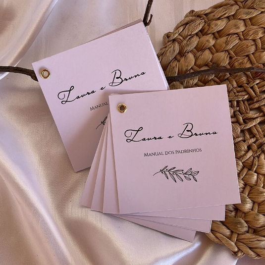 Manual dos padrinhos minimalista com ilhós - convite de padrinhos personalizado