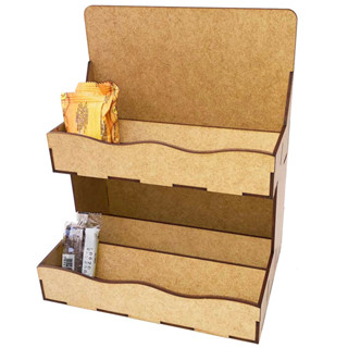 Kit com  3 Expositor display em mdf balcão 2 andares porta doce cartão organizador de Doce, Palheiro para bar, restaurante, lanchonete, padaria e balcão