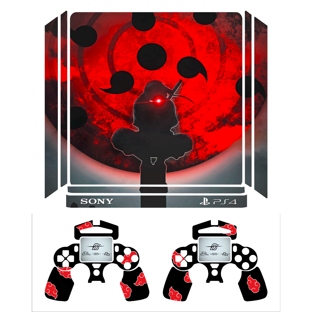 Skin adesiva para console  Playstation 4 - PS4 Slim - Naruto / Akatsuki