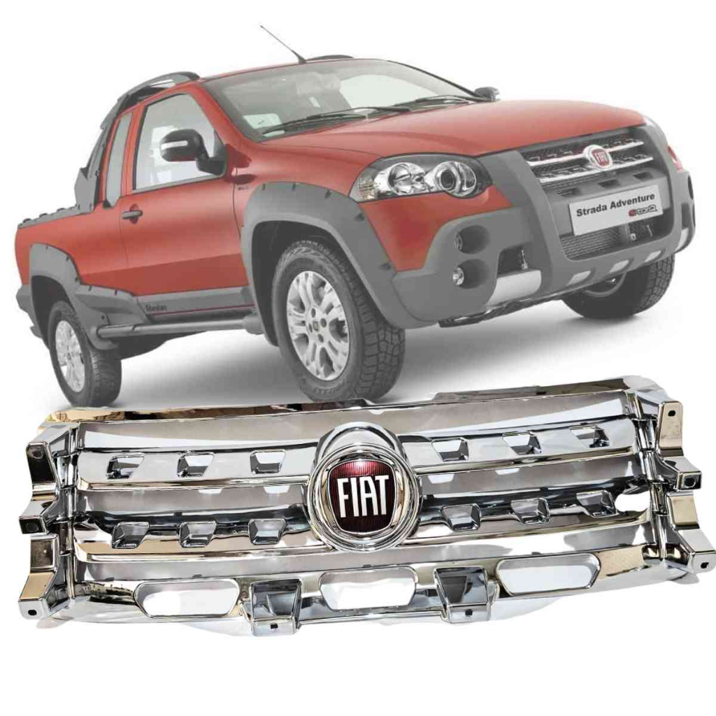 Grade Dianteiro com Emblema Fiat Strada e Palio Weekend Adventure 2008 2009 2010 2011 2012 Cromado Preto ou Fosco em Oferta na Shopee