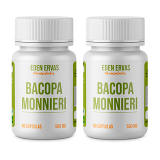 Bacopa Monnieri- bacopinha suplemento 120 cápsulas/500mg kit 2 potes