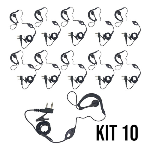 Kit 10 Fone De Ouvido Rádio Comunicador Baofeng 777s Kenwood