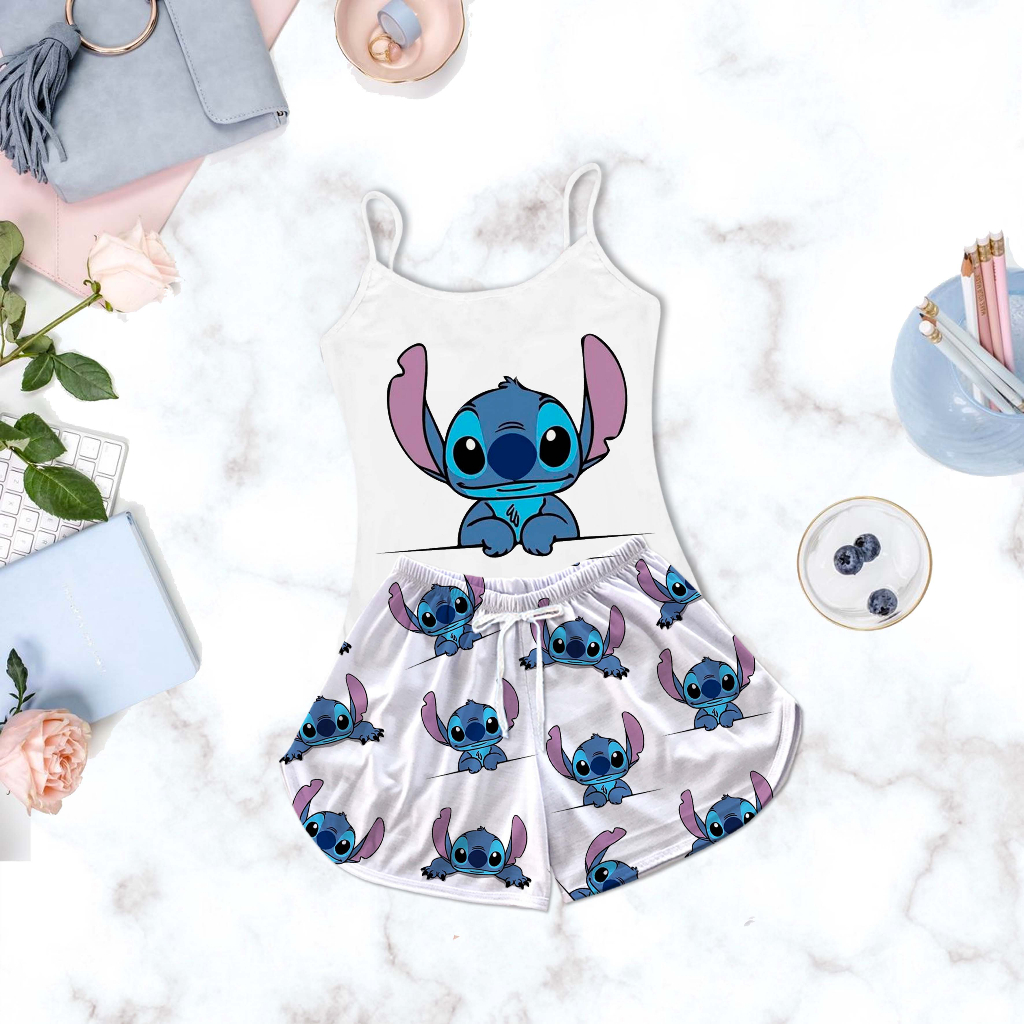 Pijama Infantil Kids Feminino Baby Doll Stitch Azul