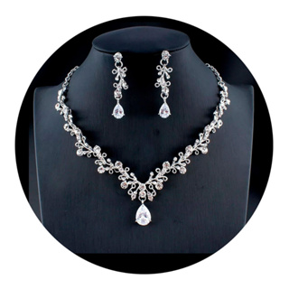 Conjunto Colar e Brinco Strass Noiva Casamento Festa C22 em Oferta na Shopee