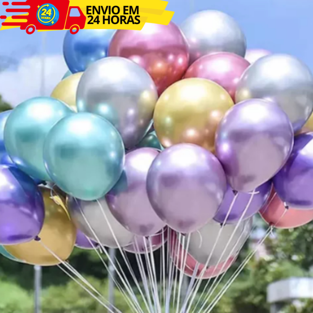 Kit 5 Balões Metalizados Cromados Tamanho 5 Polegadas Várias Cores em Oferta na Shopee