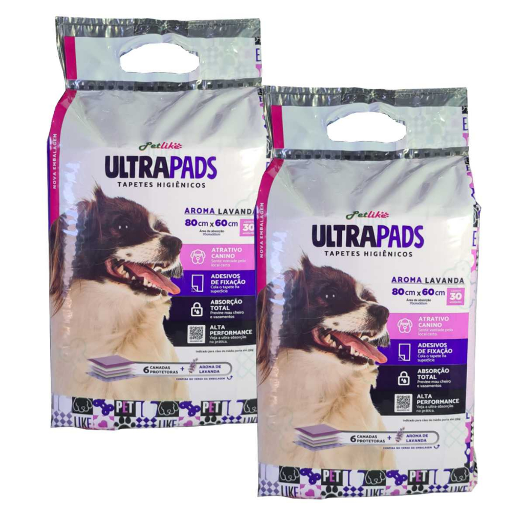 Tapete Higiênico para Cães Ultra Pads Lavanda 80x60 kit 60un em Oferta na Shopee