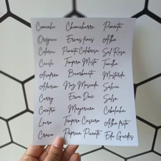 Cartela com 30 adesivos para Tempero