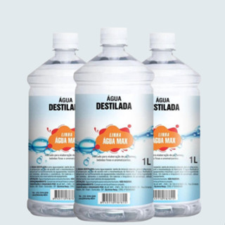 KIT 3 Aguas Destiladas 1 Litro Com Duplo Tratamento Ultra-Violeta