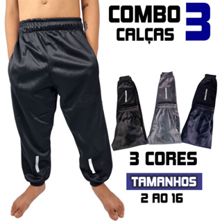 Kit com 3 Calças Infantil Menino Inverno Escolar Jogger Flanelada Infantil Juvenil em Oferta na Shopee