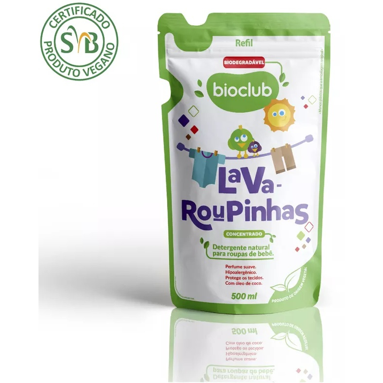 REFIL Lava Roupas Concentrado Detergente Natural - Lava Roupinhas Bioclub 500ml