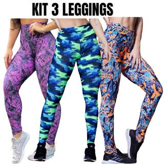 Kit 3 Leg Colorida Calça Lisa Suplex Zero Transparencia Cos Alto Aproveite