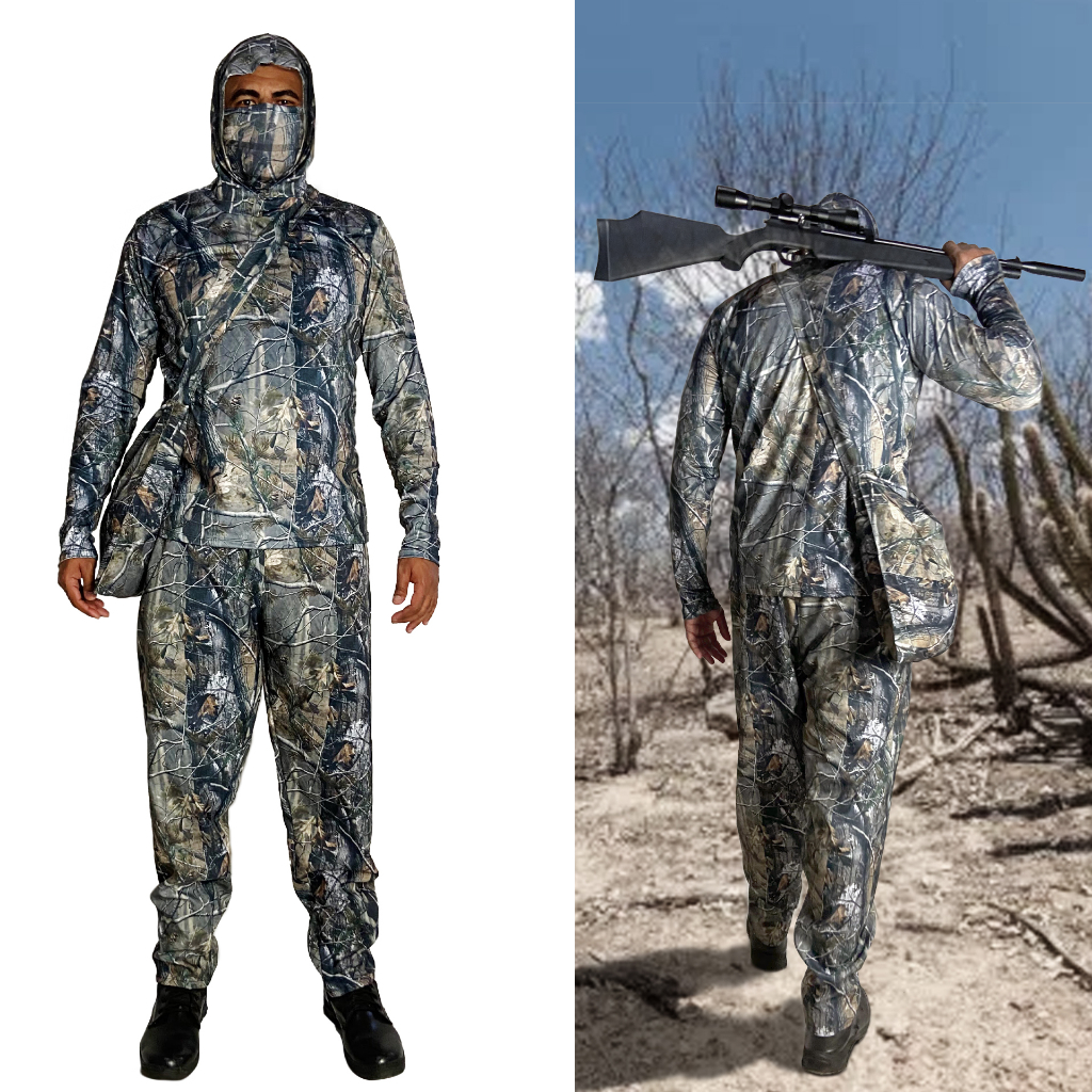 Roupa Camuflada + Bornal Camuflagem Caatinga Nordeste