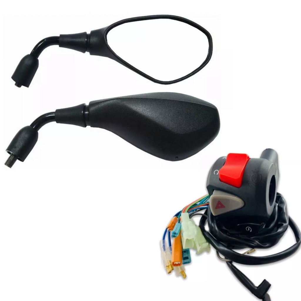 KIT RETROVISOR BMW F800 + PUNHO PARTIDA CB500 COM PLUG