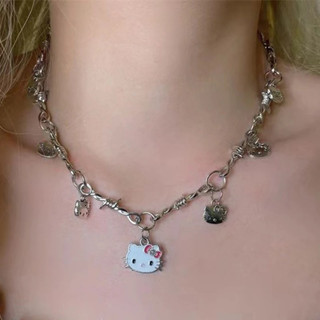 Colar Corrente Hello Kitty Arame Farpado Coquette Kawaii