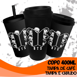 Copo BTS Bucks/Tampa de Café Personalizado KPOP 400 ml