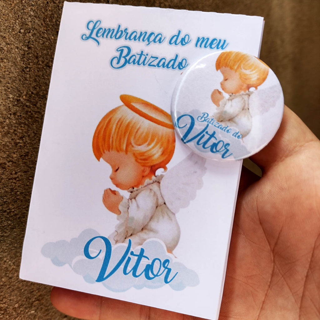 Combo: 10 Ímã +10 Bloquinhos Personalizados Batizado-TODOS OS TEMAS ( Aniversário, Lembrancinha Maternidade, Chá de Bebê