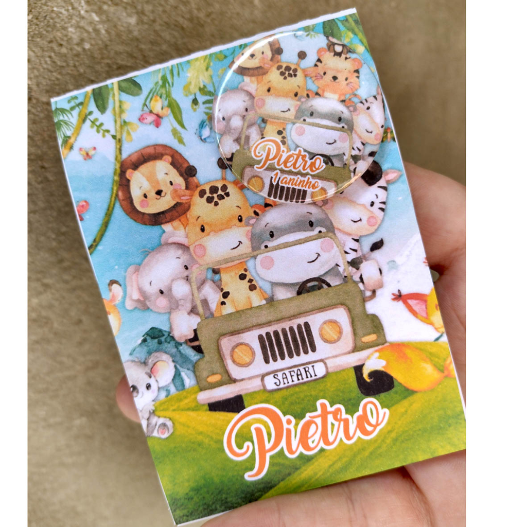 Combo: 10 Ímã + 10 Bloquinhos Personalizados Safari - TODOS OS TEMAS ( Aniversário, Lembrancinha Maternidade, etc...)