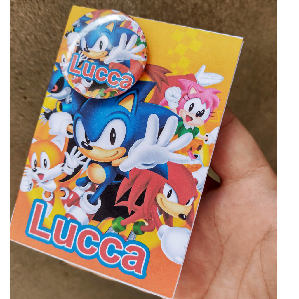 Kit10 ímã + 10 Bloquinhos Personalizados- Sonic - TODOS OS TEMAS ( Aniversário, Lembrancinha Maternidade, Chá de Bebê...