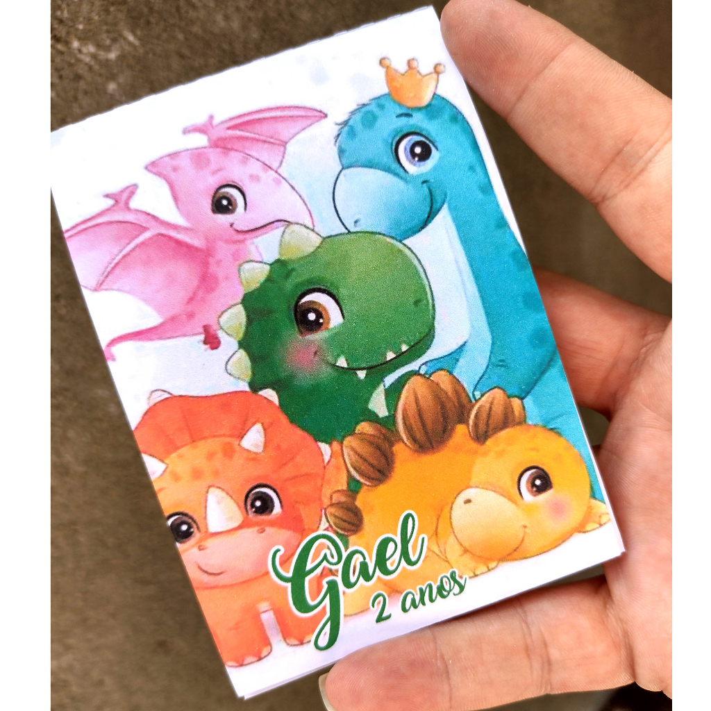 10 Bloquinhos Personalizados Dino - TODOS OS TEMAS ( Aniversário, Lembrancinha Maternidade, Chá de Bebê, Chá de...