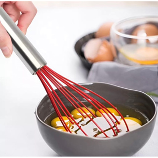 Batedor De Ovos Fouet De Silicone Com Cabo inox 21 cm 25 cm 29 cm off em Oferta na Shopee