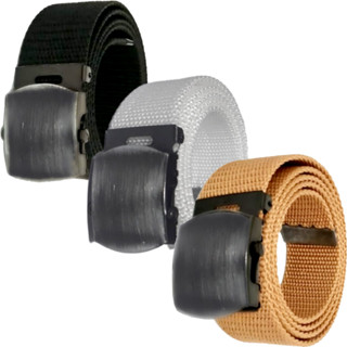 Kit 3 Cintos Masculino Poliéster Com Fivela Metal Grafite