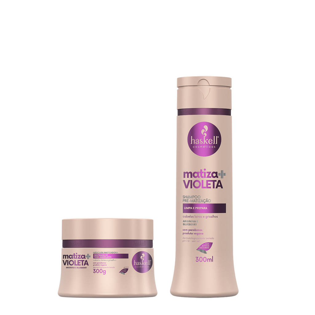 Shampoo 300ml + Máscara 300g Matiza Mais Violeta Haskell Kit Matizador