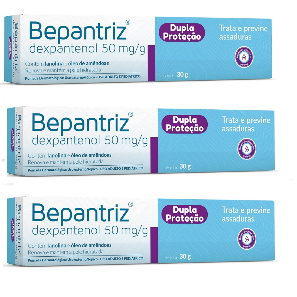 Kit 3 Pomadas Bepantriz Dupla Proteção 30g Trata e previne assaduras (Mesma Bepantol)