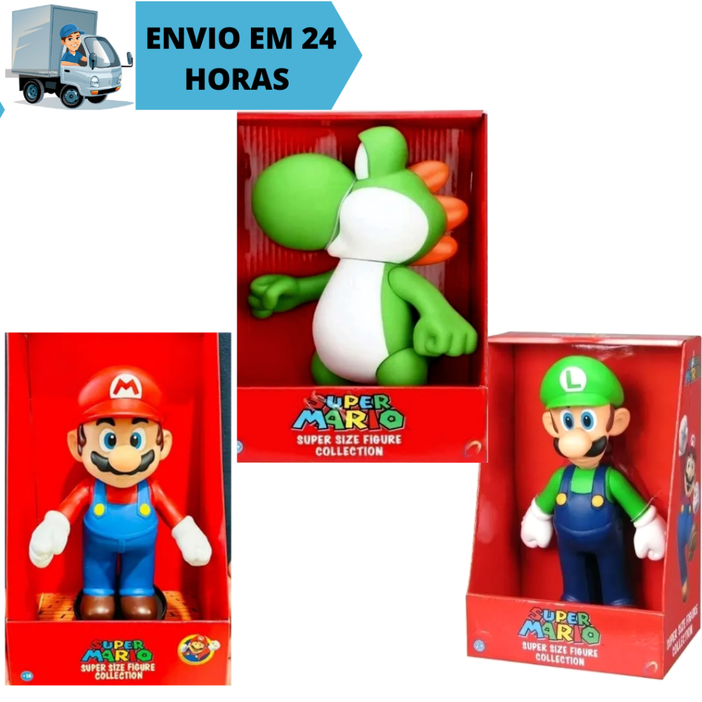 Combo Kit 3 Bonecos Articulados Mario Bros Luigi Yoshi Colecionaveis em Oferta na Shopee