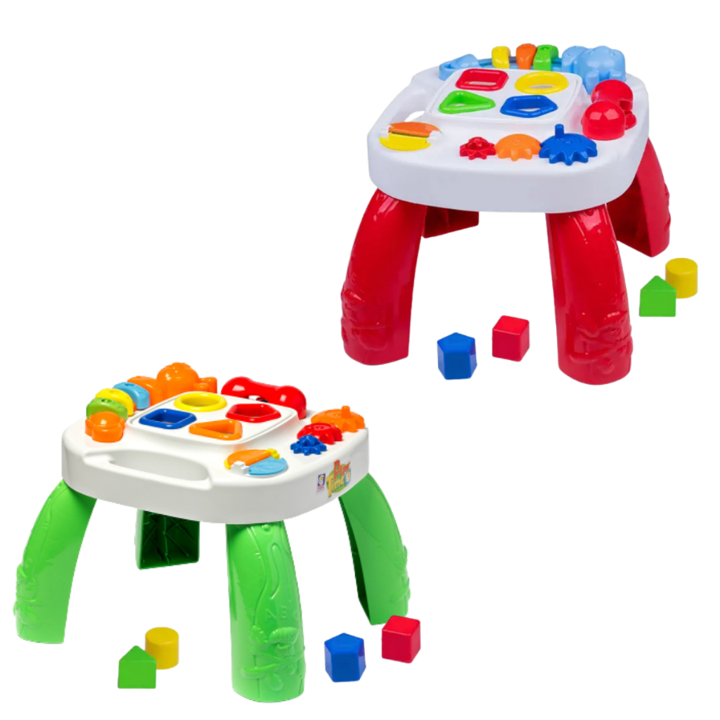 MEP Mesinha Didática Mesa Didática Play Time 20,5cm alt Infantil COTIPLÁS Atividades Blocos  Menino E Menina