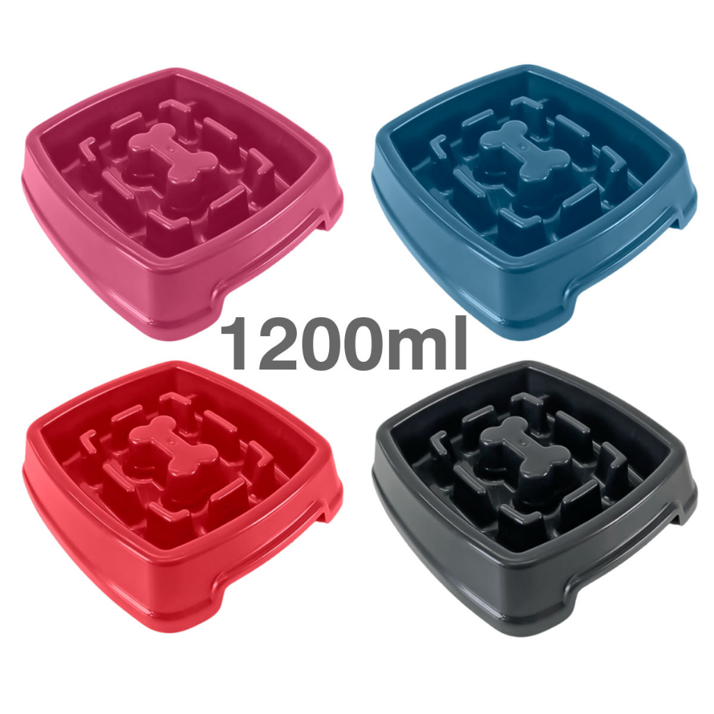 Comedouro Lento Educativo Interativo 1200ml Pet Para Cães Cachorro