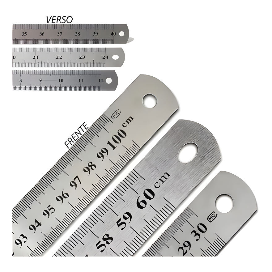 Régua Aço Inox Metal Medidas Em Centímetros, Milímetros e  Polegada Patchwork Artesanato Scrapbook