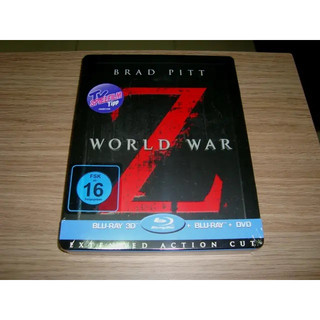 Blu-ray 3D + Blu-ray GUERRA MUNDIAL Z (WORLD WAR Z) - Saturn Exclusive SteelBook / BRAD PITT / RARO [DE] ABC S/ LEG. PT