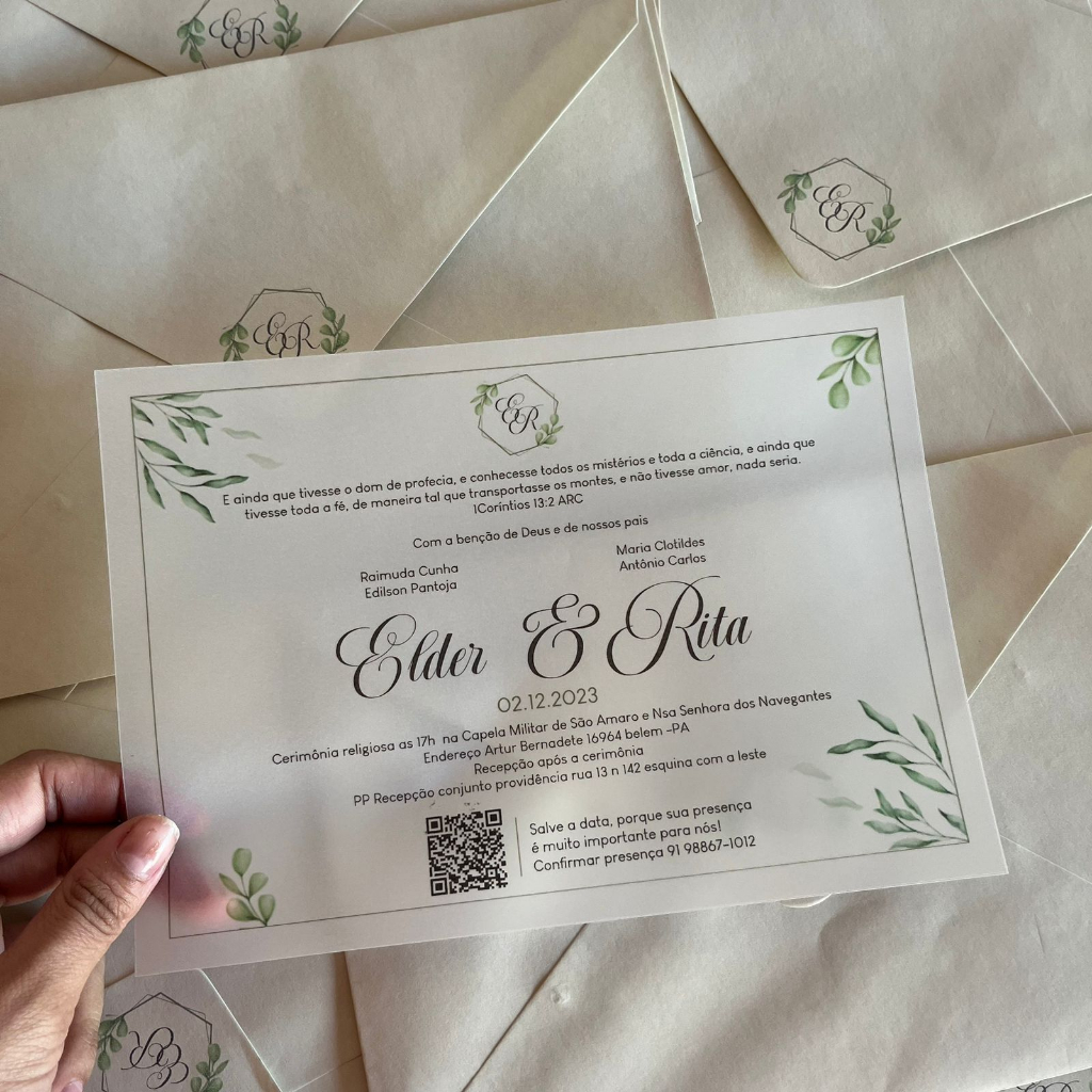 Convites papel vegetal para casamento - convite casamento papel vegetal convite para festa convite personalizado