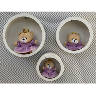 Trio de Ursos de Pelúcia para nicho Decoração , para quarto de Bebê - URSA LILÁS