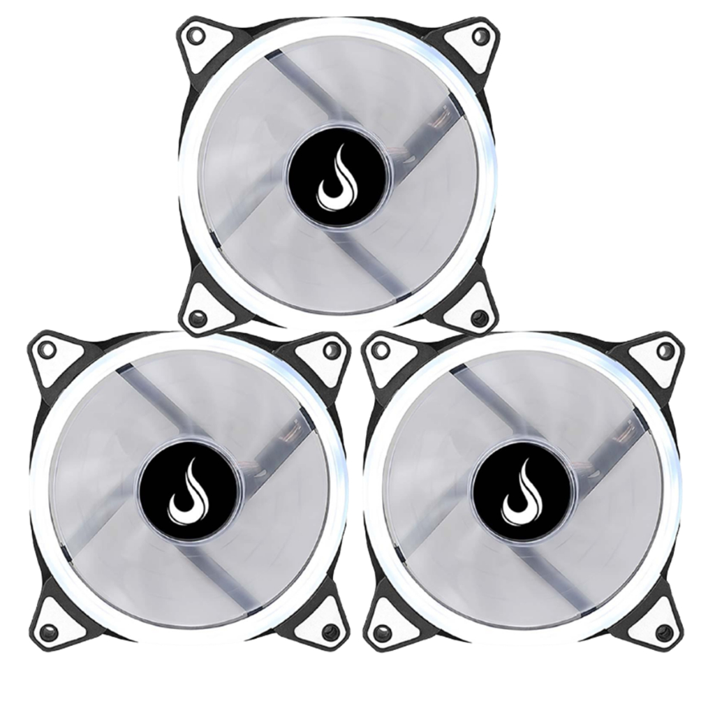 Kit 3 Cooler Fan Led Branco para Gabinete Pc Gamer Molex 3 Pinos Anel efeito Neon