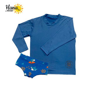Camisa de proteção 50 azul claro + sunga infantil/juvenil