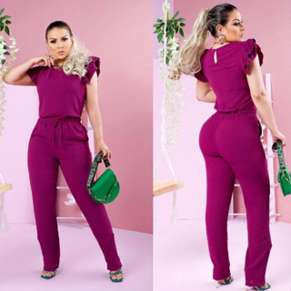 Conjunto Feminino Casual Elegante Blusa Calça em Linho Com Babado Na Manga Cores Verão 2023 Roupa Feminina Festa Barata Promoção Oferta em Oferta na Shopee