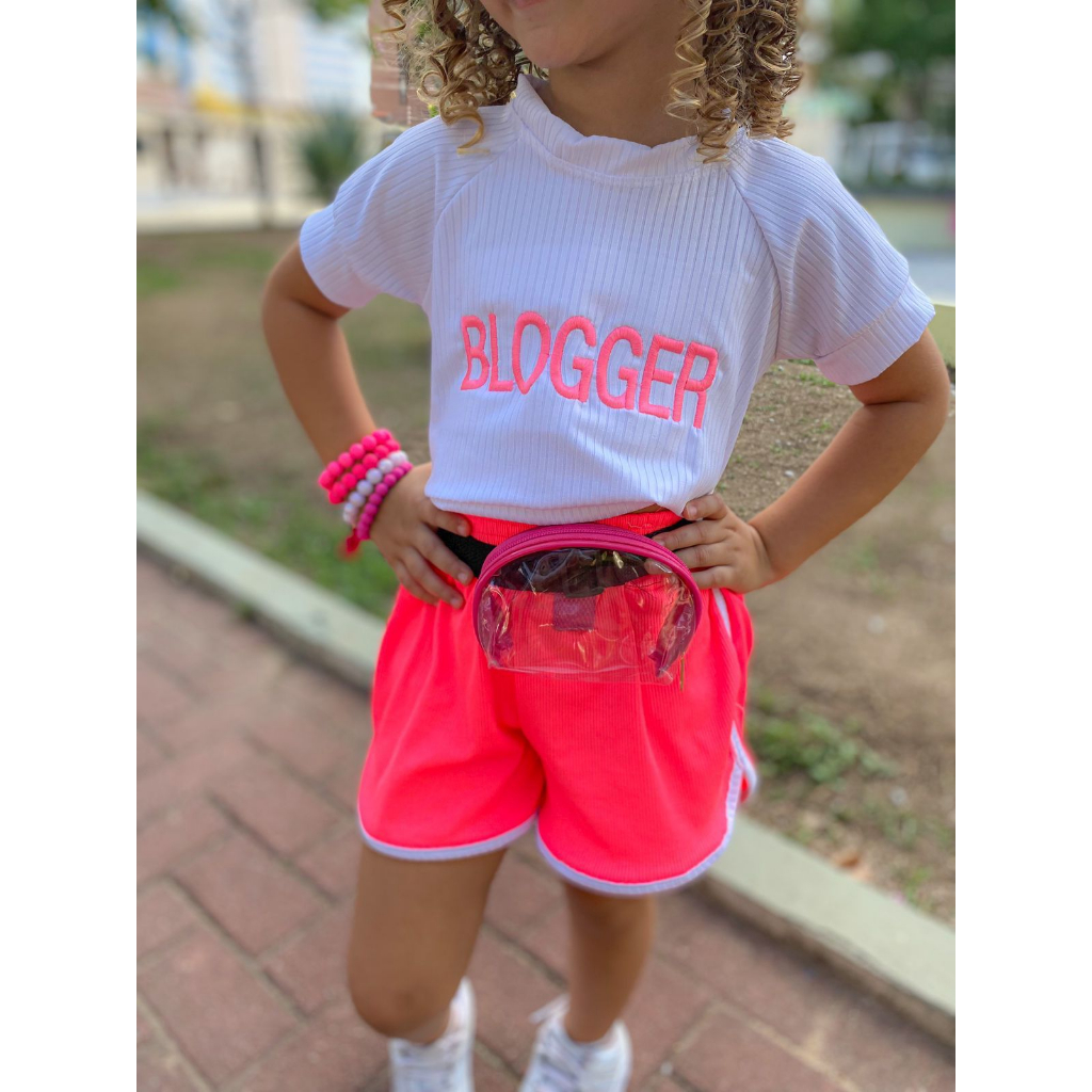 Conjunto menina neon com pochete blogueirinha - REF 301 em Oferta na Shopee