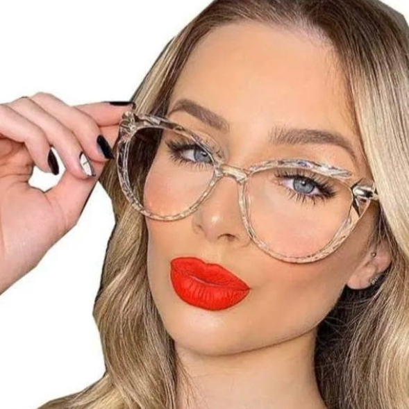 Armação Feminina 3D Transparente Para Grau Diamante Geek Gatinho Olho De Gato Moderna Moda Infinita em Oferta na Shopee