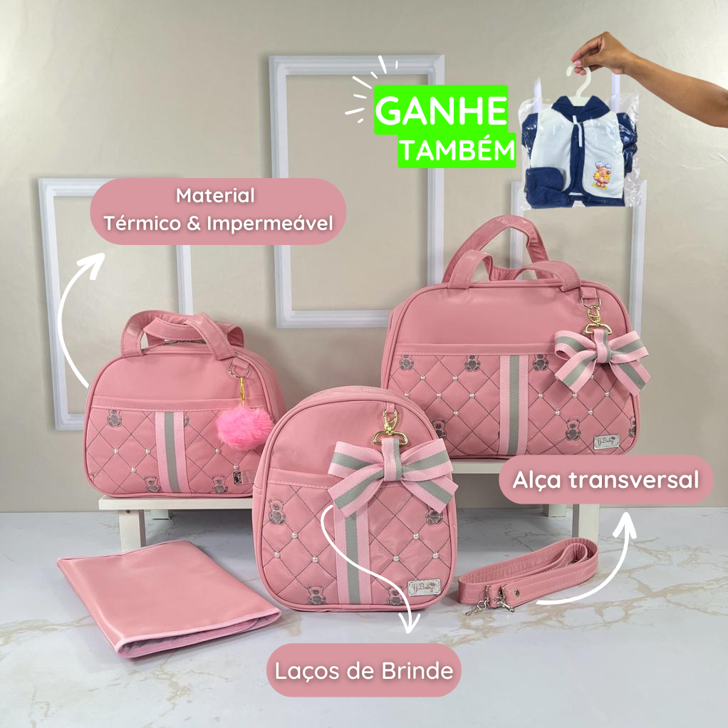 Kit bolsa maternidade redonda 4 peças mala e mochila 2 em 1 para bebê menino / menina