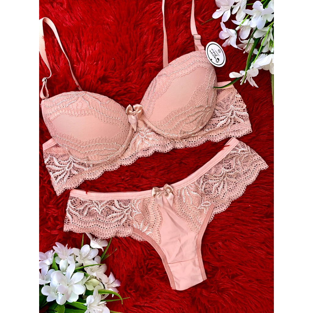 Conjunto Lingerie com Bojo Fio Dental Sensual Renda Bella