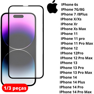 Película De Vidro 3D 9D Temperado Anti Shock Para Todos IPhone 6s 7 8Plus Xs Xr 11 12 13 Pro 14 Max - Cobre Tela Toda