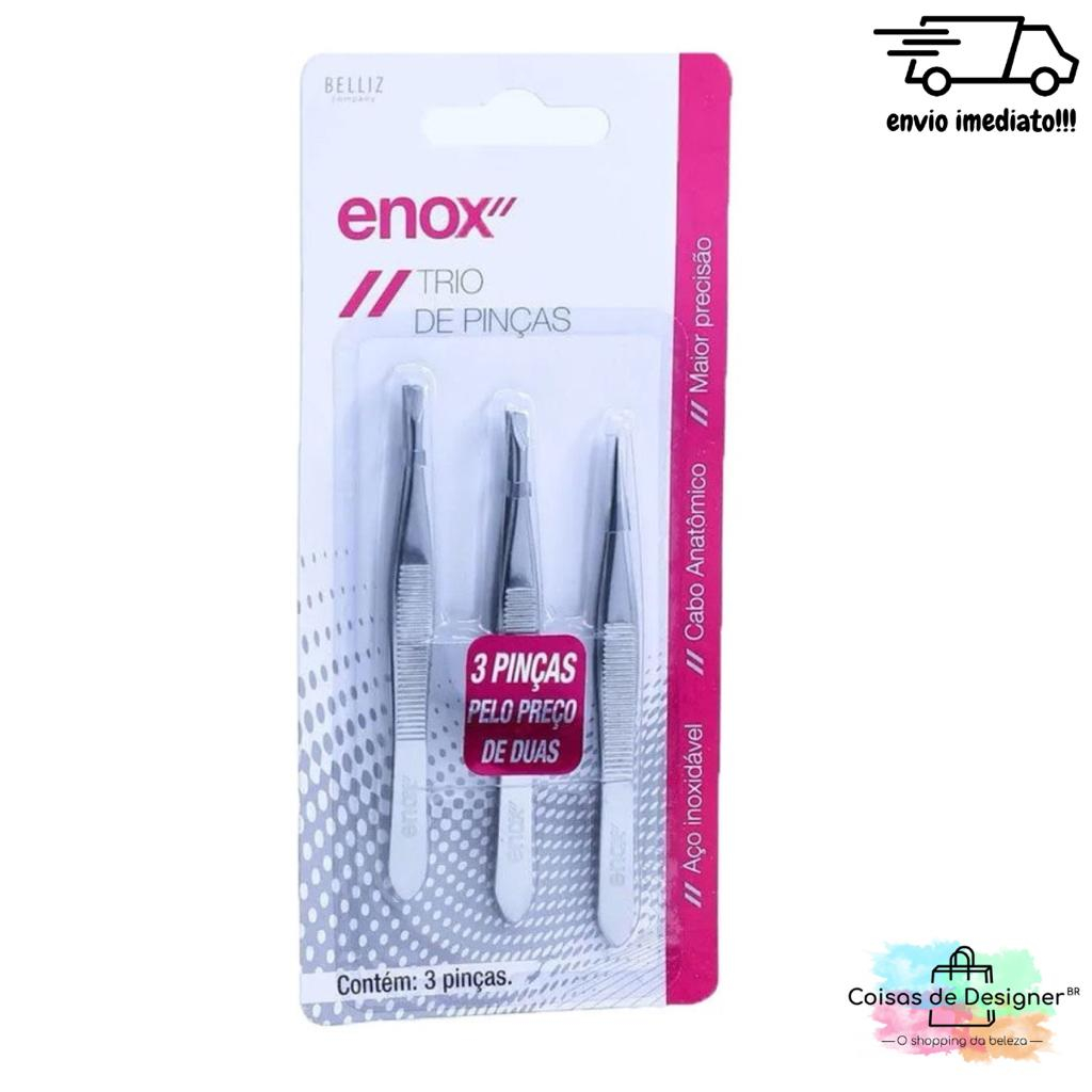 Pinça Enox Belliz Trio - Ponta Reta, Ponta Chanfrada e Ponta Fina